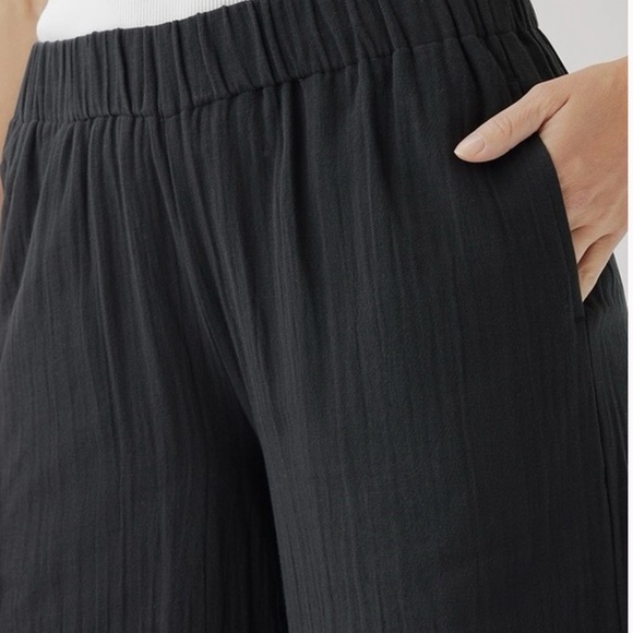 Pact Coastal Organic Cotton Double Gauze Wide Leg Cropped Culotte Pant Black L - Picture 6 of 11